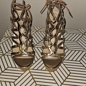 Chic Gold Strappy Heels